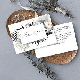 Tarjeta De Agradecimiento Boda boho elegante en blanco y negro