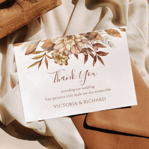 Tarjeta De Agradecimiento Boda Boho Floral Terracota Óxido Otoño