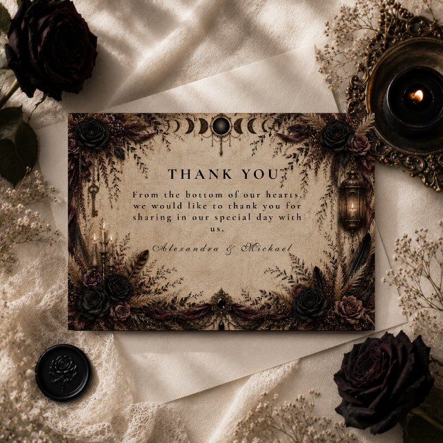 Tarjeta De Agradecimiento Boda Boho Góthica (Subido por el creador)