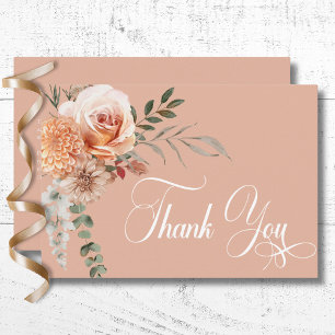 Tarjeta De Agradecimiento Boda Boho Melocotón y Óxido Floral Rubor de Meloco