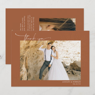 Tarjeta De Agradecimiento Boda Boho Moderno del Desierto   Simple guión 