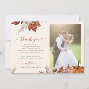 Tarjeta De Agradecimiento Boda boho otoño elegante marfil