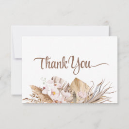 Tarjeta De Agradecimiento Boda Boho Pampas Hierba Orquídea Blanca