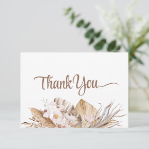 Tarjeta De Agradecimiento Boda Boho Pampas Hierba Orquídea Blanca