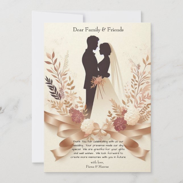 Tarjeta De Agradecimiento Boda Boho Romántica Floral Rústica Elegante (Anverso)