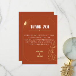 Tarjeta De Agradecimiento Boda Boho Terra Cotta Arco Sol