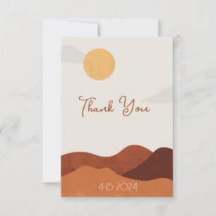Tarjeta De Agradecimiento Boda Boho Terracota Atardecer Desierto
