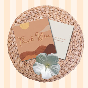 Tarjeta De Agradecimiento Boda Boho Terracota Atardecer Desierto