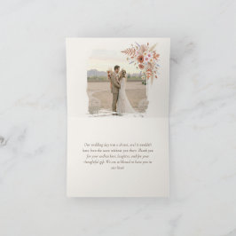 Tarjeta De Agradecimiento Boda Boho Terracotta Floral y Hierba de Pampas