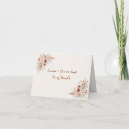 Tarjeta De Agradecimiento Boda Boho Terracotta Floral y Hierba de Pampas