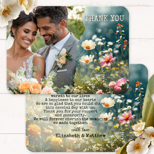 Tarjeta De Agradecimiento Boda Boho Wildflowers
