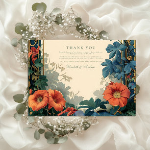 Tarjeta De Agradecimiento Boda botánica Art Nouveau: marco elegante