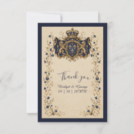 Tarjeta De Agradecimiento Boda Botánica con Cresta de León Real Medieval