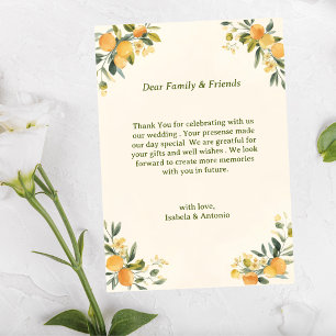 Tarjeta De Agradecimiento Boda Botánica de Cítricos Mediterráneos