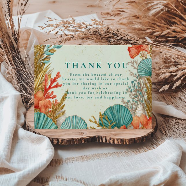 Tarjeta De Agradecimiento Boda botánica de conchas de playa (Subido por el creador)