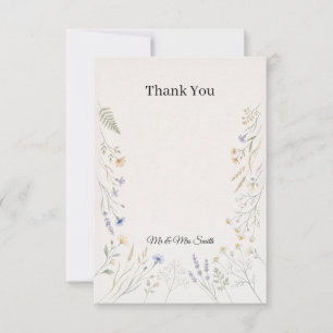 Tarjeta De Agradecimiento Boda Botánica de Flor Silvestre Delicada