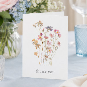 Tarjeta De Agradecimiento Boda Botánica de Flor Silvestre Prensada Minimalis