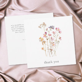 Tarjeta De Agradecimiento Boda Botánica de Flor Silvestre Prensada Minimalis