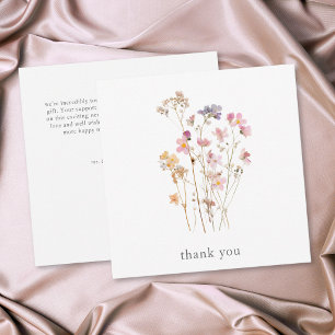 Tarjeta De Agradecimiento Boda Botánica de Flor Silvestre Prensada Minimalis