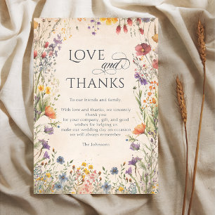 Tarjeta De Agradecimiento Boda Botánica de Flores Silvestres Coloridas