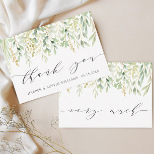 Tarjeta De Agradecimiento Boda Botánica de Follaje Verde