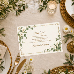 Tarjeta De Agradecimiento Boda botánica elegante con lirios de Calla