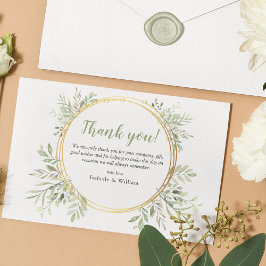 Tarjeta De Agradecimiento Boda Botánica Elegante de Verdor