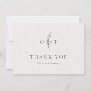 Tarjeta De Agradecimiento Boda Botánica Elegante Verde Salvia Moderna