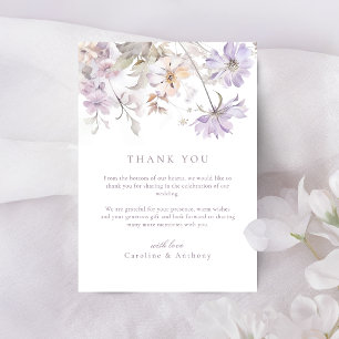 Tarjeta De Agradecimiento Boda Botánica Floral Boho Elegante Púrpura