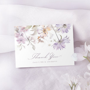 Tarjeta De Agradecimiento Boda Botánica Floral Boho Elegante Púrpura