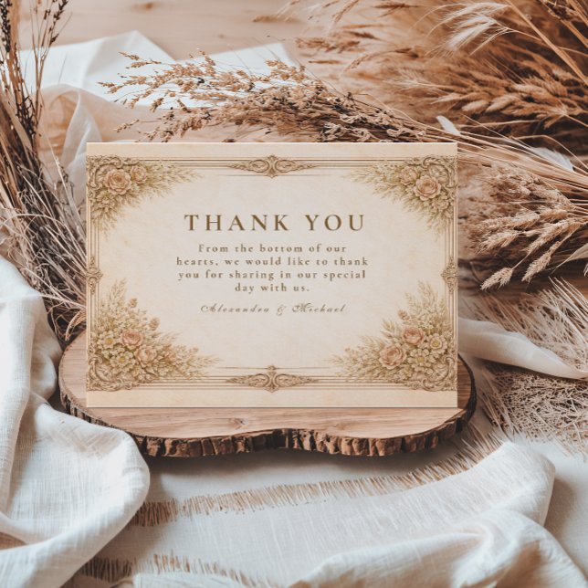 Tarjeta De Agradecimiento Boda Botánica Floral de Lujo Rústico (Subido por el creador)