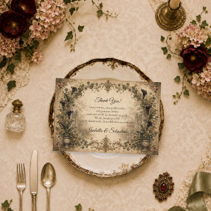 Tarjeta De Agradecimiento Boda botánica gótica temperamental
