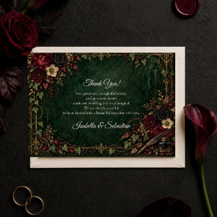 Tarjeta De Agradecimiento Boda botánica gótica temperamental