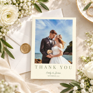Tarjeta De Agradecimiento Boda Botánica Moderna Verde Cítrico