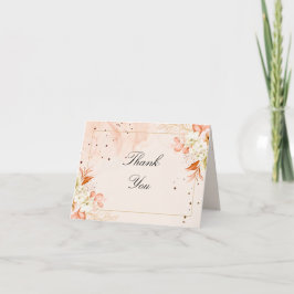 Tarjeta De Agradecimiento Boda Botánica Plegada Estrella Melocotón Mística