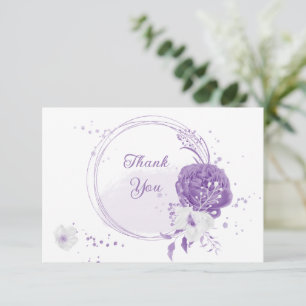 Tarjeta De Agradecimiento boda botánica romántica blanca y púrpura