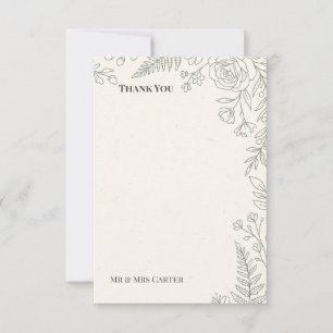 Tarjeta De Agradecimiento Boda Botánica Sage