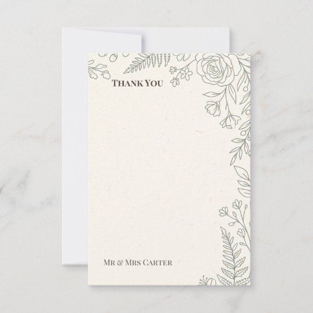 Tarjeta De Agradecimiento Boda Botánica Sage (Anverso)