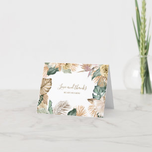 Tarjeta De Agradecimiento Boda Botánica Tropical Floral Dorado Malva