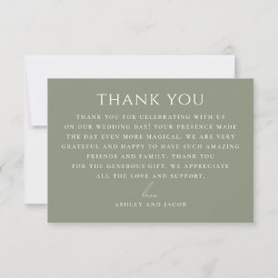 Tarjeta De Agradecimiento Boda Botánica Verde Sage Polvoriento   Tierra Natu