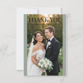 Tarjeta De Agradecimiento Boda Botánica Verde Salvia y Oro