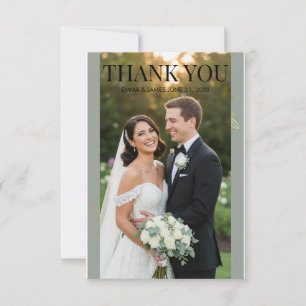 Tarjeta De Agradecimiento Boda Botánica Verde Salvia y Oro