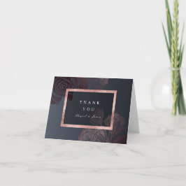 Tarjeta De Agradecimiento Boda botánica vintage de rosa dorada de lujo