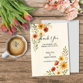 Tarjeta De Agradecimiento Boda botánico de flores acuarelas Boho