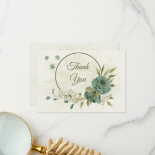 Tarjeta De Agradecimiento boda botánico de flores blancas verdes de salvia
