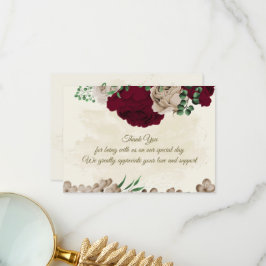 Tarjeta De Agradecimiento Boda botánico de flores de champán de Borgoña