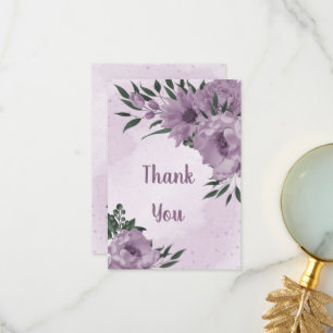 Tarjeta De Agradecimiento boda botánico de flores púrpura