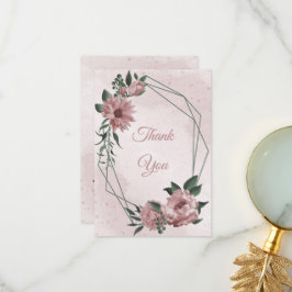 Tarjeta De Agradecimiento boda botánico de flores rosadas bonitos