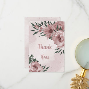 Tarjeta De Agradecimiento boda botánico de flores rosadas bonitos