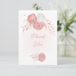 Tarjeta De Agradecimiento boda botánico de flores rosas y blancas